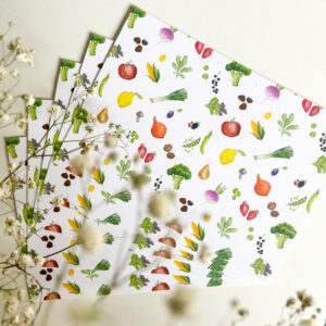 Postkarten mit Obst und Gemüse Recyclingpapier 5 Stück